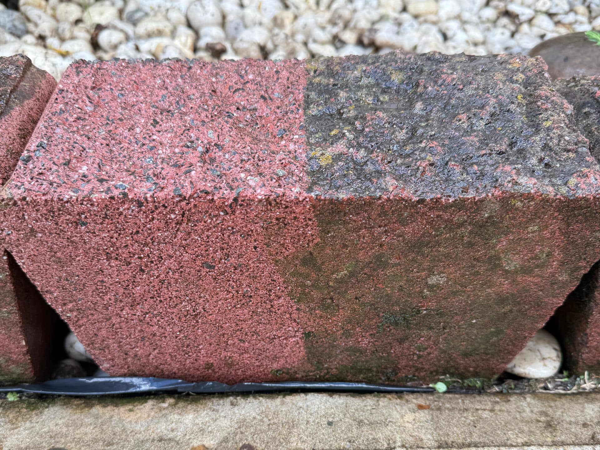 Pressure Washing in action — Commercial pressure washer at full chat. This walkway hadn't been cleaned in 8 years — you can see the line between what we've done and what's still to go. That's the satisfying part.